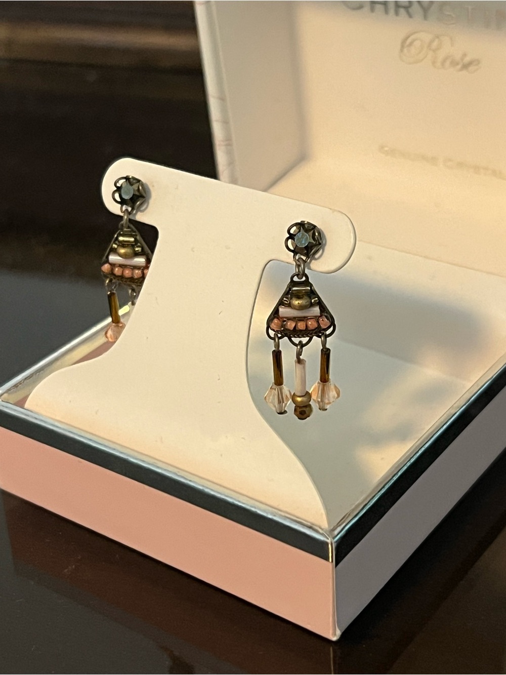 Charming Pink Crystal Dangle Earrings -